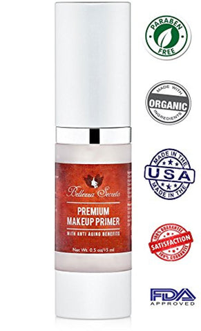 Premium Foundation Makeup Primer- anti aging, fine lines, wrinkles & pore minimizer primer - Enriched with Vitamin A, C & E for flawless skin- Waterproof makeup base - Made in The USA FDA Certified
