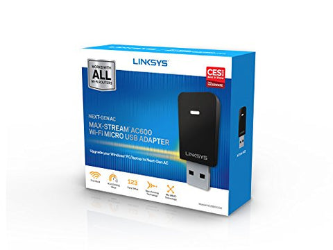 Linksys Max-Stream AC600 Dual-Band MU-MIMO USB Adapter (WUSB6100M)