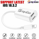 SINGB Splitter and Lightning Adapter Dual Headphone Jack Audio and Charge Cable for IPhone 7/7 Plus