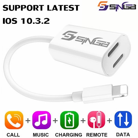 SINGB Splitter and Lightning Adapter Dual Headphone Jack Audio and Charge Cable for IPhone 7/7 Plus
