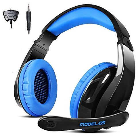 LETTON G5 Gaming Headset Stereo PC Computer Headphones with Microphone,Over Ear Noise Canceling 3.5mm Jack for PS4 New Xbox One Mac Gamer,Black/Blue