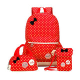 Moonwind Polka Dot 3pcs Kids Book Bag School Backpack Handbag Purse Girls Teen