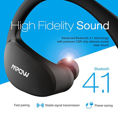 Mpow Cheetah Bluetooth Headphones, V4.1 Wireless Sport Headphones, Sweatproof Running Headset with Built in Mic for Workout Exercise (IPX5 Splash Proof Rating, aptX Stereo, Up to 8 Hours of Talk Time)
