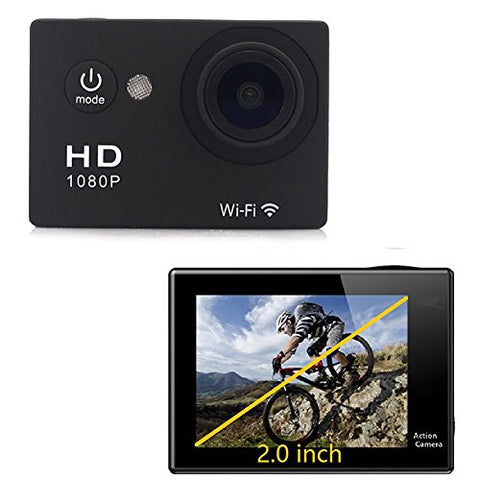 Legazone WIFI 2.0'' 12MP HD 1080P 170Wide Sports Camera Action DV + Shockproof Carrying Bag Waterproof Helmet Camcorder