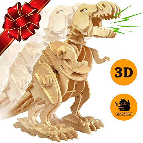 TOYS SALE | Trex Dinosaur 3D Puzzle Walking Wooden Robot T-Rex Toy - Top Gift for Kids - Building Craft Puzzles - Children 6 7 8 9 10 11 12 13 Year Olds Up - Best Educational Gifts for Boys and Girls