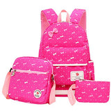 Moonwind Polka Dot 3pcs Kids Book Bag School Backpack Handbag Purse Girls Teen