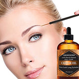 Organic Castor Oil for Eyelashes and Eyebrows by Pure Body Naturals, with Applicator Kit for Lashes & Eyebrow Growth