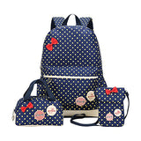 Moonwind Polka Dot 3pcs Kids Book Bag School Backpack Handbag Purse Girls Teen