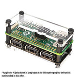 MakerSpot 4-Port Stackable USB Hub HAT for Raspberry Pi Zero V1.3 with Protector, 2.4A Power Supply, 1.5m Micro USB Cable with On Off Switch, WiFi Dongle, 8GB MicroSD Card, Pin Headers, HDMI Adapter