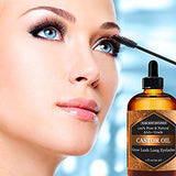 Organic Castor Oil for Eyelashes and Eyebrows by Pure Body Naturals, with Applicator Kit for Lashes & Eyebrow Growth