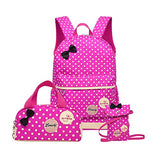 Moonwind Polka Dot 3pcs Kids Book Bag School Backpack Handbag Purse Girls Teen