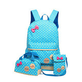 Moonwind Polka Dot 3pcs Kids Book Bag School Backpack Handbag Purse Girls Teen