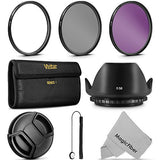 58MM Professional Lens Filter Accessory Kit (Vivitar Filter Kit (UV, CPL, FLD) + Carry Pouch + Tulip Lens Hood + Snap-On Lens Cap w/ Cap Keeper Leash + MagicFiber Microfiber Lens Cleaning Cloth)