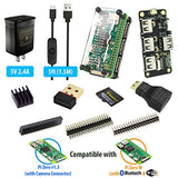 MakerSpot 4-Port Stackable USB Hub HAT for Raspberry Pi Zero V1.3 with Protector, 2.4A Power Supply, 1.5m Micro USB Cable with On Off Switch, WiFi Dongle, 8GB MicroSD Card, Pin Headers, HDMI Adapter