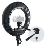LimoStudio LED Ring Light 18-inch Diameter with Tripod Stand, Angle Adjusting Camera Holding Plate, Cell Phone Holding Clip, Color Filter Fabric Cover, Facial Beauty Photo Shooting, AGG1451V2