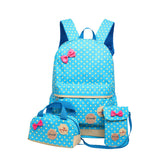 Moonwind Polka Dot 3pcs Kids Book Bag School Backpack Handbag Purse Girls Teen