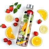 MIU COLOR 18.5 oz Glass Water Bottle - Eco-friendly Shatter Resistant Borosilicate Glass Bottle, BPA, PVC and Lead Free, Portable with Nylon Sleeve