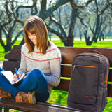 Slim Laptop Backpack, Evecase Lightweight Nylon Water Resistant Multipurpose Rucksack Backpack With Headphone Port fits up to 15.6 Inch Macbook Chromebook Notebook Computer - Black