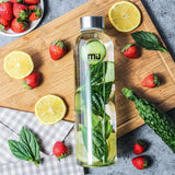 MIU COLOR 18.5 oz Glass Water Bottle - Eco-friendly Shatter Resistant Borosilicate Glass Bottle, BPA, PVC and Lead Free, Portable with Nylon Sleeve