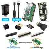 MakerSpot 4-Port Stackable USB Hub HAT for Raspberry Pi Zero V1.3 with Protector, 2.4A Power Supply, 1.5m Micro USB Cable with On Off Switch, WiFi Dongle, 8GB MicroSD Card, Pin Headers, HDMI Adapter