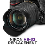 (Nikon HB-32 Replacement) Altura Photo Lens Hood for Nikon 18-140mm f/3.5-5.6G ED VR, 18-135mm f/3.5-5.6G IF-ED, 18-105mm f/3.5-5.6G ED VR, 18-70mm f/3.5-4.5G IF-ED Nikkor DX Lenses