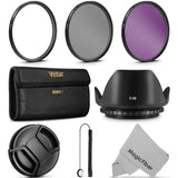 58MM Professional Lens Filter Accessory Kit (Vivitar Filter Kit (UV, CPL, FLD) + Carry Pouch + Tulip Lens Hood + Snap-On Lens Cap w/ Cap Keeper Leash + MagicFiber Microfiber Lens Cleaning Cloth)