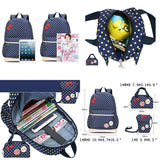 Moonwind Polka Dot 3pcs Kids Book Bag School Backpack Handbag Purse Girls Teen